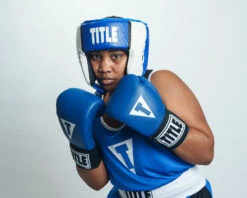 TITLE Boxing Aerovent Elite USA Boxing Competition Headgear – Open Face -Power Punch ACHEX1BL 1