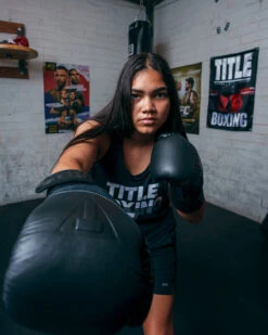 TITLE Black Blitz Fit Boxing Gloves 16 TITLE Black Blitz Fit Boxing Gloves -Power Punch BKBFGBK 3