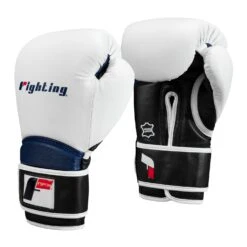 Fighting Ferocity Leather Training Gloves -Power Punch FTGTG WH BK BL 2