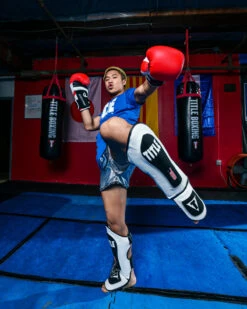 TITLE Boxing Gel Elite Pro Shin & Instep Guards -Power Punch GEPSIGBKWH 1