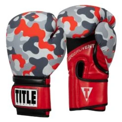 TITLE Boxing Infused Foam Camo Color Pop Bag Gloves -Power Punch IFSCPBG GR RD 2