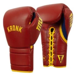 KRONK Boxing Gym Lace-Up Training Gloves -Power Punch KNKSG RD GD 2