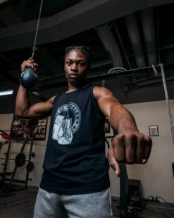 TITLE Boxing Vintage Hanging Gloves Tank -Power Punch LTA7BK 2