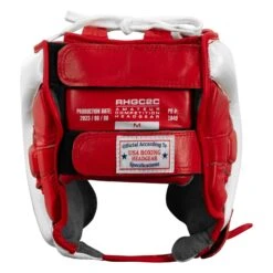 Rival Boxing Amateur Competition Headgear With Cheek Protect -Power Punch RHGC2C RD WH 4