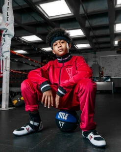 TITLE "Boxing Ain't Easy" Velour Warm Up -Power Punch TB166RDBKWH 7 1