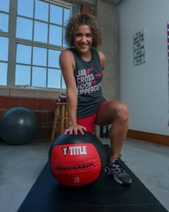 TITLE Boxing Jab Cross Women's Muscle Tee -Power Punch TBWTS212GR 1