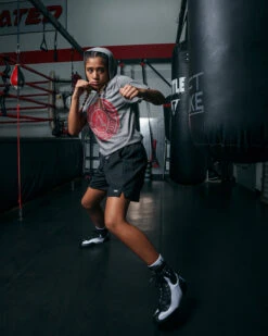 TITLE Boxing Women's Vintage Short Sleeve Hooded Tee -Power Punch TBWTS213GR 2