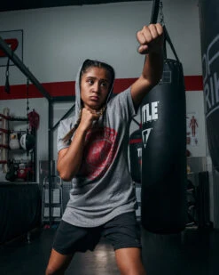 TITLE Boxing Women's Vintage Short Sleeve Hooded Tee -Power Punch TBWTS213GR 3