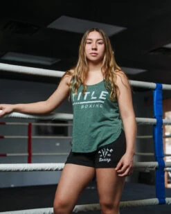 TITLE Boxing Women's Striped Wordmark Cropped Tank -Power Punch TBWTS216GN 1