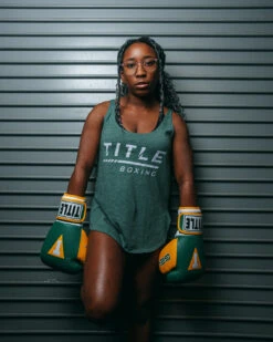 TITLE Boxing Women's Striped Wordmark Cropped Tank -Power Punch TBWTS216GR 1