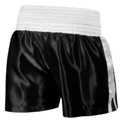 TITLE Boxing Professional Women’s Satin Striped Boxing Trunks -Power Punch TPBTW2 BK WH 3