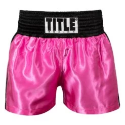 TITLE Boxing Professional Women’s Satin Striped Boxing Trunks -Power Punch TPBTW2 PK BK 2