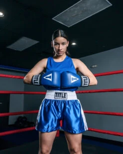 TITLE Boxing Professional Women’s Satin Striped Boxing Trunks -Power Punch TPBTW2BLWH 3