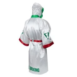 TITLE Boxing Pro Full Length Boxing Robe -Power Punch TSRFL2 RD WH GN 02