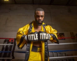 TITLE Boxing Pro Full Length Boxing Robe -Power Punch TSRFL2BKGD 1
