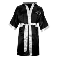 TITLE Boxing Pro Full Length Robe 3.0 -Power Punch TSRFL3 BK WH 1