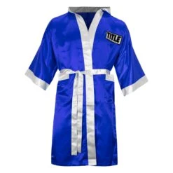 TITLE Boxing Pro Full Length Robe 3.0 -Power Punch TSRFL3 BL WH 1