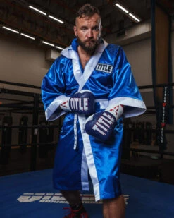 TITLE Boxing Pro Full Length Robe 3.0 -Power Punch TSRFL3BLWH 1