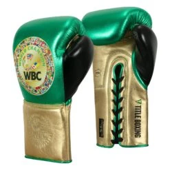 WBC By TITLE Boxing Green Belt Sparring Gloves -Power Punch WGBSG GN GD BK 2