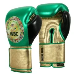 WBC By TITLE Boxing Green Belt Training Gloves 1.0 -Power Punch WGBTG GN GD BK 2