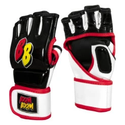 BOOM BOOM Boxing Bomber Youth MMA Gloves -Power Punch bbmmgy bk wh rd 02
