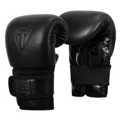 TITLE Black Old School Leather Pro Bag Gloves -Power Punch bktbg 002