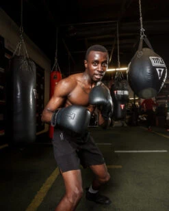 TITLE Black Old School Leather Pro Bag Gloves -Power Punch bktbg bk 1