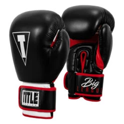 TITLE Boxing Leather Big League Bag Gloves -Power Punch blbg2 bk rd 02