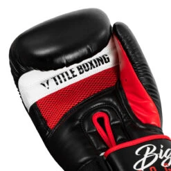 TITLE Boxing Leather Big League Bag Gloves -Power Punch blbg2 bk rd 05