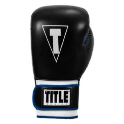 TITLE Boxing Leather Big League Training Gloves -Power Punch bltg2 bk bl 03