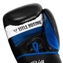 TITLE Boxing Leather Big League Training Gloves -Power Punch bltg2 bk bl 05