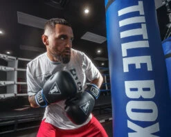 TITLE Boxing Leather Big League Training Gloves -Power Punch bltg2 bk bl wh 2 1