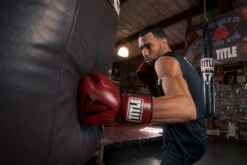 TITLE Boxing Blood Red Leather Sparring Gloves -Power Punch brsg 2