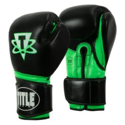 TITLE Boxing Leather Cosmic Training Gloves -Power Punch costg bk gn 02