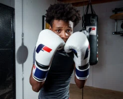 Fighting Force Leather Bag Gloves -Power Punch ftgfbg wh bl 1 2