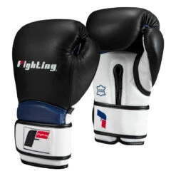 Fighting Ferocity Leather Training Gloves -Power Punch ftgtg bk wh bl 2 2