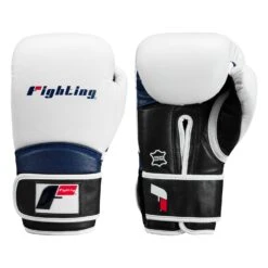 Fighting Ferocity Leather Training Gloves -Power Punch ftgtg wh bk bl 1 1