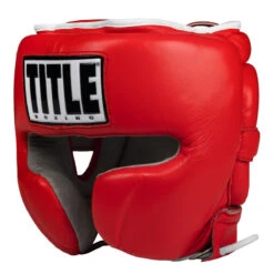 TITLE Boxing Leather Sparring Headgear -Power Punch fthg rd 1