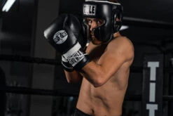 TITLE Boxing Leather Sparring Headgear -Power Punch fthg bk