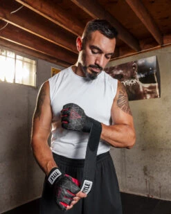 TITLE Boxing Defender Sublimated Glove Wraps -Power Punch ksgw bk rd 2 1