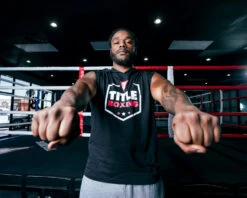 TITLE Boxing Jumbo Logo Sleeveless Hoodie -Power Punch lta4 bk 1 1