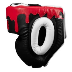TITLE Boxing Gel Lava Leather Series Headgear -Power Punch mlvlhg bk wh rd 3 1