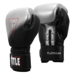 TITLE Platinum Proclaim Power Boxing Bag Gloves -Power Punch ptppbg bk sv 02