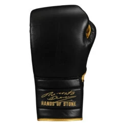 TITLE Boxing Roberto Duran Leather Sparring Gloves -Power Punch rdsg bk gd 03