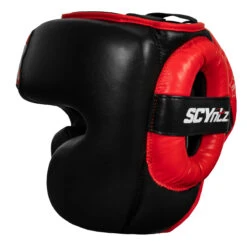 SCYntz Leather Headgear -Power Punch scyhg bk rd 3 1
