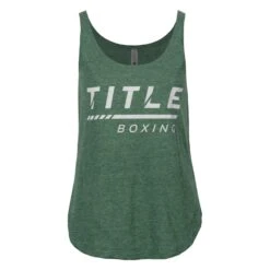 TITLE Boxing Women's Striped Wordmark Cropped Tank -Power Punch tbwts216 gn 1 1