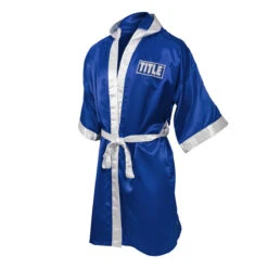 TITLE Boxing Pro Full Length Boxing Robe -Power Punch tsrfl2 bl wh 03