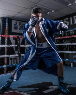 TITLE Boxing Pro Full Length Boxing Robe -Power Punch tsrfl2 blwh