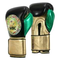 WBC By TITLE Boxing Green Belt Training Gloves 1.0 -Power Punch wgbtg bk gd gn 2 1