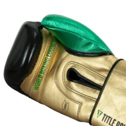 WBC By TITLE Boxing Green Belt Training Gloves 1.0 -Power Punch wgbtg bk gd gn 5 1